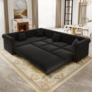 115.3" L-Shaped Sofa Couch with Pull-Out Bed
