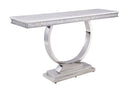 Zander - Printed Faux Marble Top Mirrored Sofa Table - Silver / White by HouseOfZazla