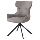Damita - Camel Synthetic Leather Side Chair With Swivel (Set of 2) - Gray & Black Finsh