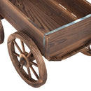 Wood Wagon Planter Pot Stand with Wheels by LJGDeals