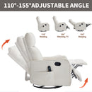 Beige Heat Massage Manual Recliner Chair with Rocker and Swivel