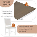 5-Piece Retro Dining Set, Rectangular Wooden Dining Table and 4 Upholstered Chairs for Dining Room and Kitchen (Brown+White)