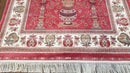 4 x 6 Silk Carpet Red, Traditional Oriental Rug 4x6, Flower Vase Columns, Turkish Rug New, High Quality, Bamboo Silk, Area Rug