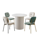 Modern 4 Person Dining Set With Bamboo & Table And Turquoise & Chairs Metal Legs, Space Saving Design - White by HouseOfZazla