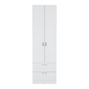 Armoire Wardrobe 76" H, Hanging Rod, 2 Drawers, 1 Shelf
