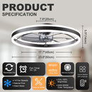 Smart Ceiling Fan with LED Light, 7 Blades Modern Metal Design by HouseOfZazla