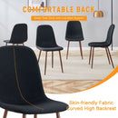 Luxury Simple Chair (Set of 4) Linen Cotton High Resilience Dining Chair With Metal Color Leg - Black / Walnut by HouseOfZazla