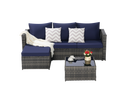 2 Pieces Patio Furniture Set, Outdoor Woven Sectional L-Shaped Patio Furniture