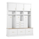 Entryway Hall Tree With Bench And Storage, 5 In 1 Coat Rack