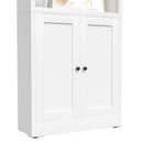 Bookcase Tall 5-Tier Adjustable Storage Shelf With Door Deep - White by HouseOfZazla