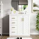 Ceramic Sink Combo, Freestanding Vanity Set With 3 Drawers & Soft Closing Doors by Unique Piece Furniture