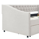 Upholstered Tufted Daybed With 2 Drawers, Waved Arms by HouseOfZazla