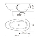 66.9" x 34" x 21.7" Freestanding Solid Surface Soaking Bathtub For Bathroom - Matte White by HouseOfZazla