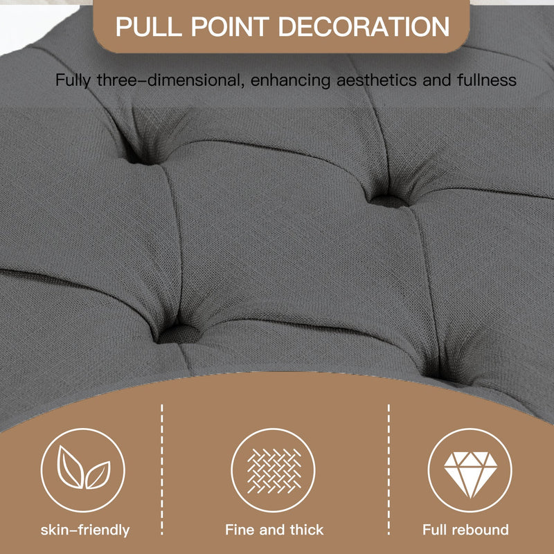 35 Inch Storage Ottoman, Button-Tufted Ottoman Linen Storage Bench, Ottoman with Storage