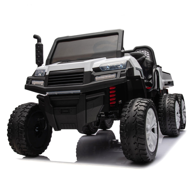 24V 2-Seater UTV-XXL Ride On Truck with Dump Bed for kid,Ride On 4WD UTV with 6 Wheels,Foam Tires, Suitable for Off-Roading,remote control,Three-Point Safety Harness