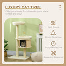 3-Level Cat Tree with Sisal Scratching Posts, Fun Cat Badminton Toy for Playing, Soft Cushions, & Play Areas