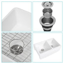Sink 33" Double Bowl 60 / 40 Kitchen Sink With Deep Basin And Grids - White