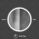 32 x 32 Inch Round Frameless LED Illuminated Bathroom Mirror, Touch Button Defogger, Metal, Silver