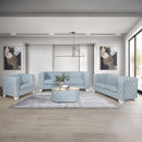 Saree - Sofa - Light Teal Chenille & White