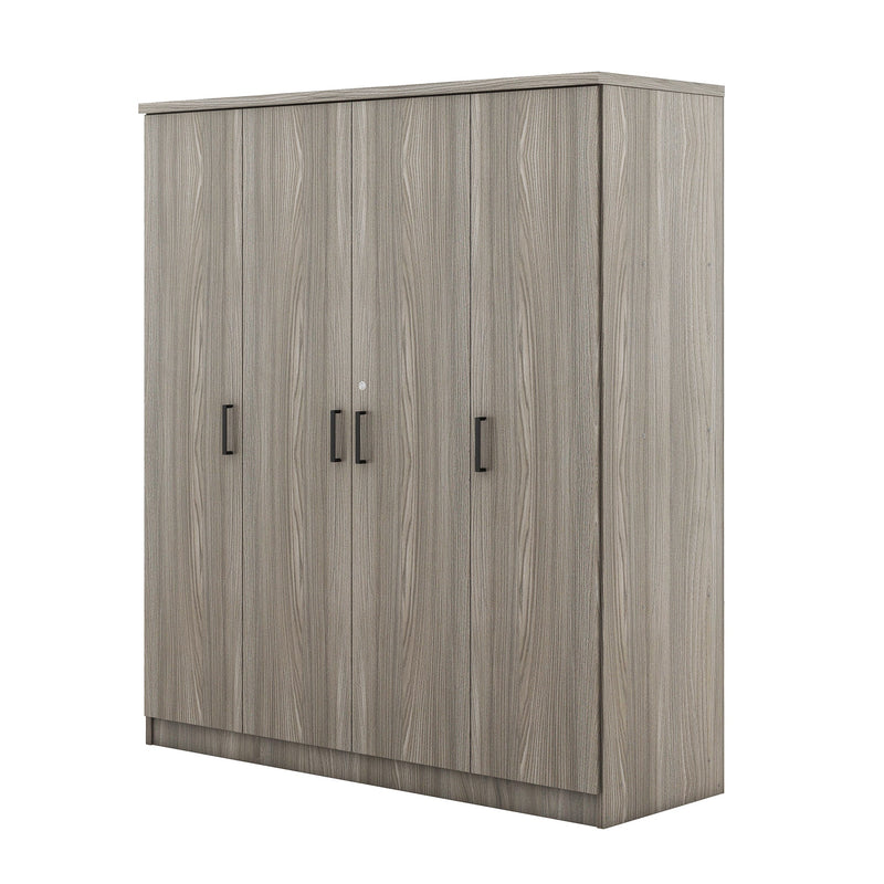 4-Door Wardrobe with 1 Drawer, Gray