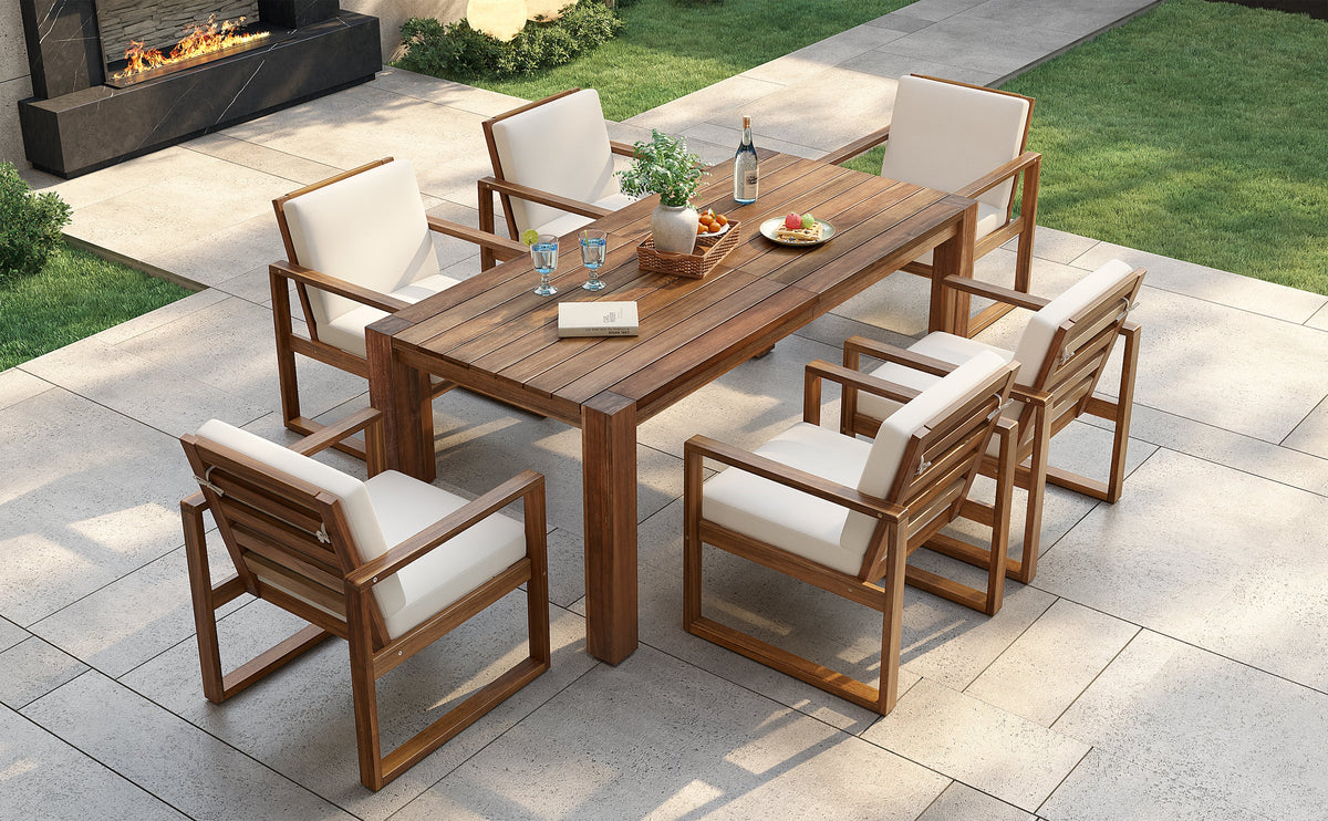 TREXM Patio Table and Chairs Set for 6 with Umbrella Hole, photo 8 of 10