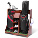 Wood Freestanding Adjustable Multi Use Golf Shelf - Reddish Brown by HouseOfZazla