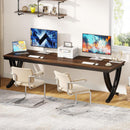 2 Person Desk With X Legs, Extra Long Office Workstation - Brown / Black by HouseOfZazla
