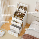 Compact 3 In 1 Vanity Desk With Open Top Mirror, Glass Desktop, 5 Height - White by HouseOfZazla
