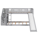 Twin Over Twin Bunk Stairway Bed With 2 Drawers And Slide - Gray