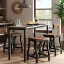 Industrial Counter Stool With Back Removable Solid Acacia - Amber by HouseOfZazla