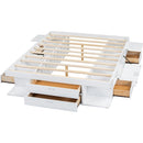 Storage Platform Bed Frame with Multiple Drawers and Shelves No Box Spring Needed, Queen Size,White