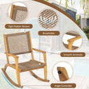 GO 2 Pieces Patio Rocking Chair Set, Natural Acacia Wood and Wicker
