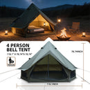 4 Season Bell Tent 9.8 FT Green Waterproof Glamping Tent by HouseOfZazla