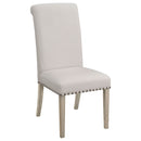 Upholstered Dining Chair With Rolled Edge Seat Back (Set of 2) - Beige by HouseOfZazla