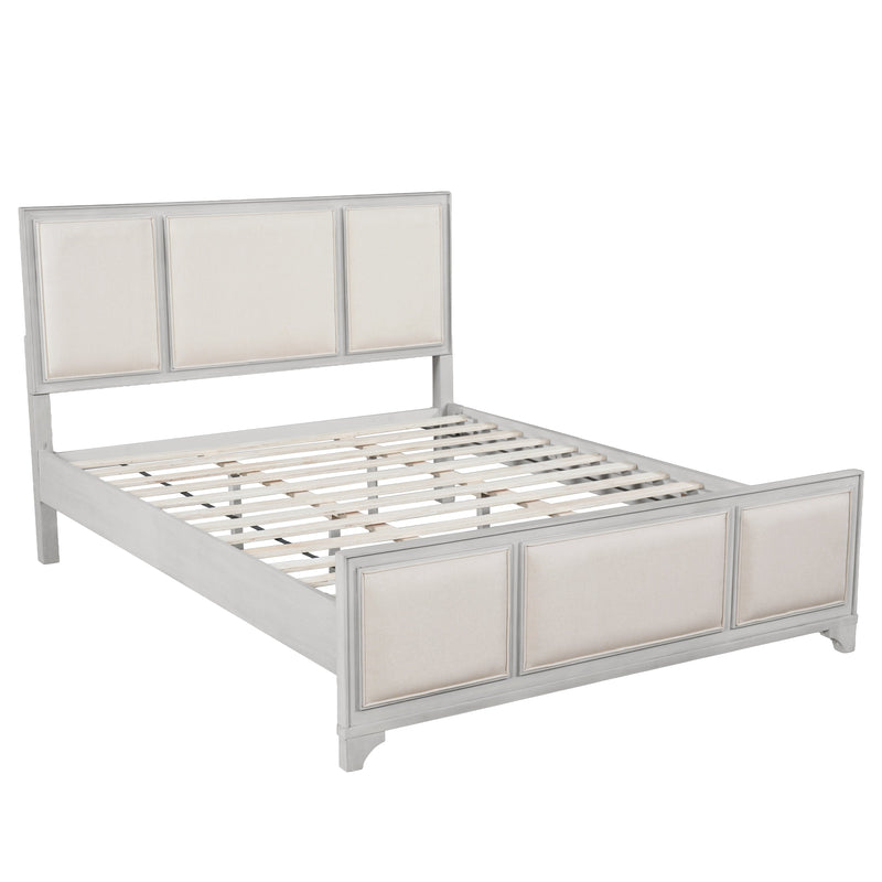 Queen Size Wooden Bed Frame with Upholstered Headboard, photo 8 of 10