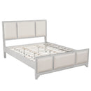 Queen Size Wooden Bed Frame with Upholstered Headboard