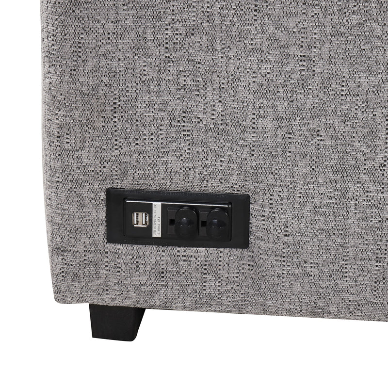 83.8" Reversible Sectional Pull-Out Sofa Bed L-Shaped Corner Sofa Couch with Storage Chaise, USB Ports, Power Sockets, Cup Holder for Living Room, Bedroom, Study,Light Gray