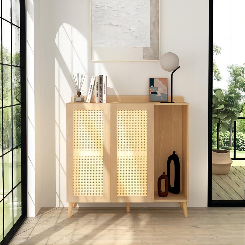 43" Tall Accent Cabinet Chests with 2 Doors, Oak