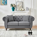 Chesterfield Upholstery Fabric Loveseat With Roll Armrest And Nailhead by HouseOfZazla