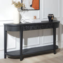 Carved Console Table With Storage Shelf For Living Room - Black by HouseOfZazla