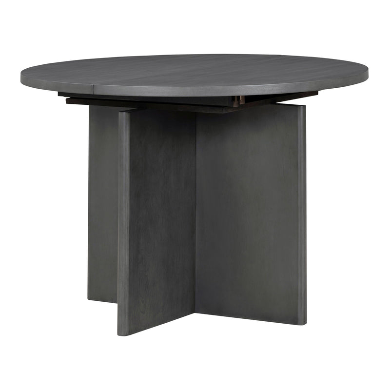 5-Piece Retro Functional Dining Set, 1 Extendable Table with a 16-inch Leaf and 4 Upholstered Chairs for Dining Room and Kitchen (Gray)