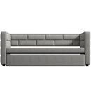 Upholstered Twin Size Daybed With Trundle, Padded Back And Sides - Gray by HouseOfZazla