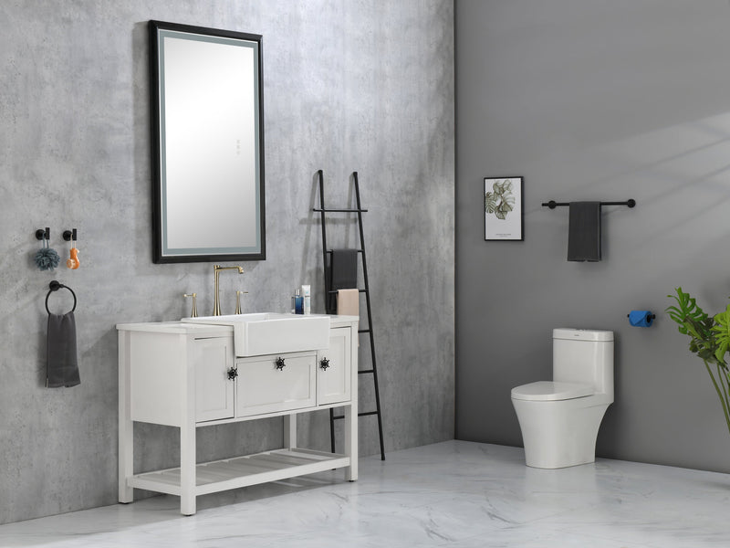 42 in. W x24 in. H Oversized Rectangular Black Framed LED Mirror Anti-Fog Dimmable Wall Mount Bathroom Vanity Mirror