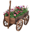 Wood Wagon Planter Pot Stand with Wheels by LJGDeals
