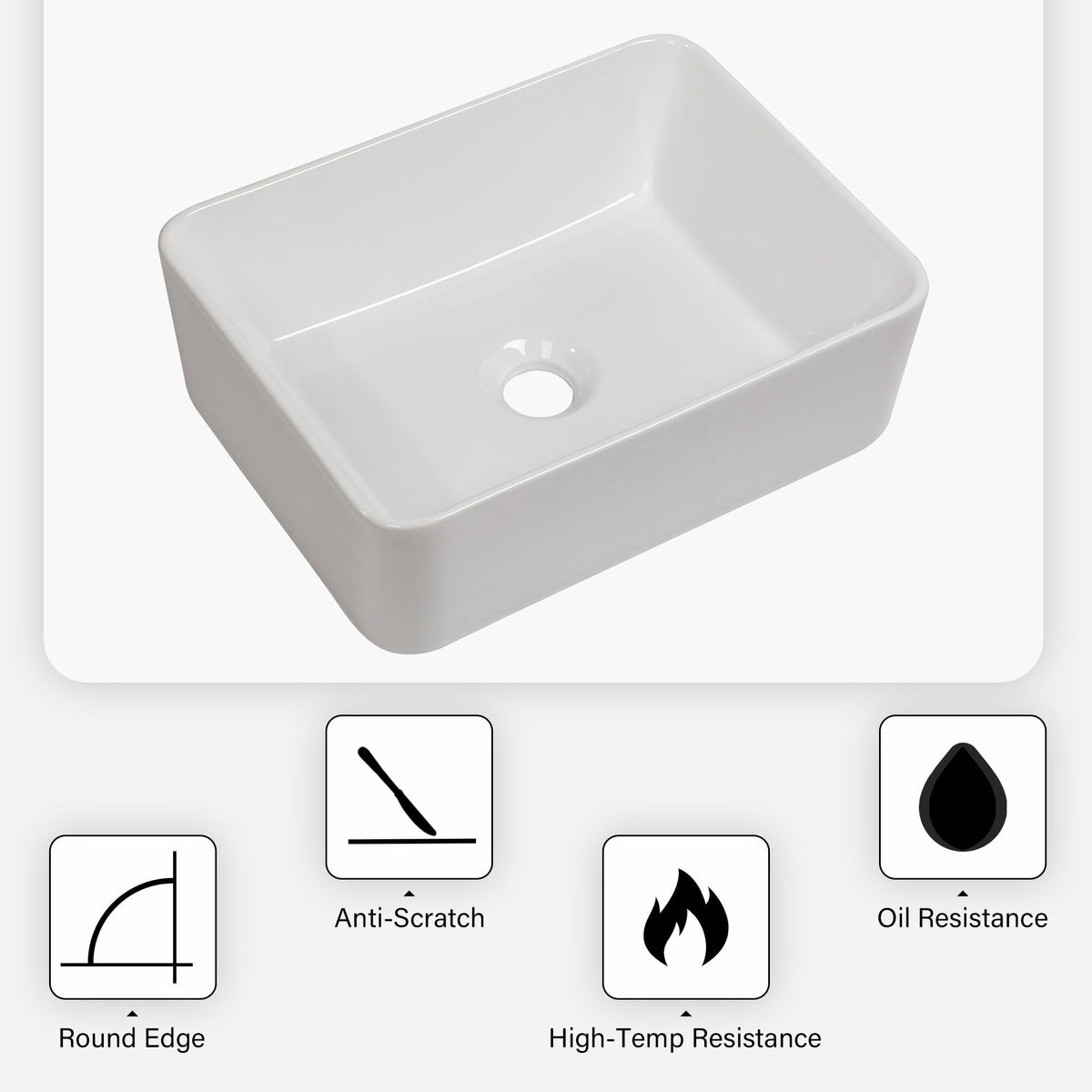 Sleek Ceramic Rectangular Vessel Bathroom Sink, photo 16 of 17