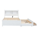 Full Size Platform Bed With Trundle, Drawers, USB Ports And Built In Shelves - White by HouseOfZazla