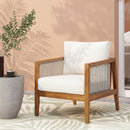 Outdoor Club Chair (Set of 1) - Acacia Wood Frame with Rope Back by HouseOfZazla