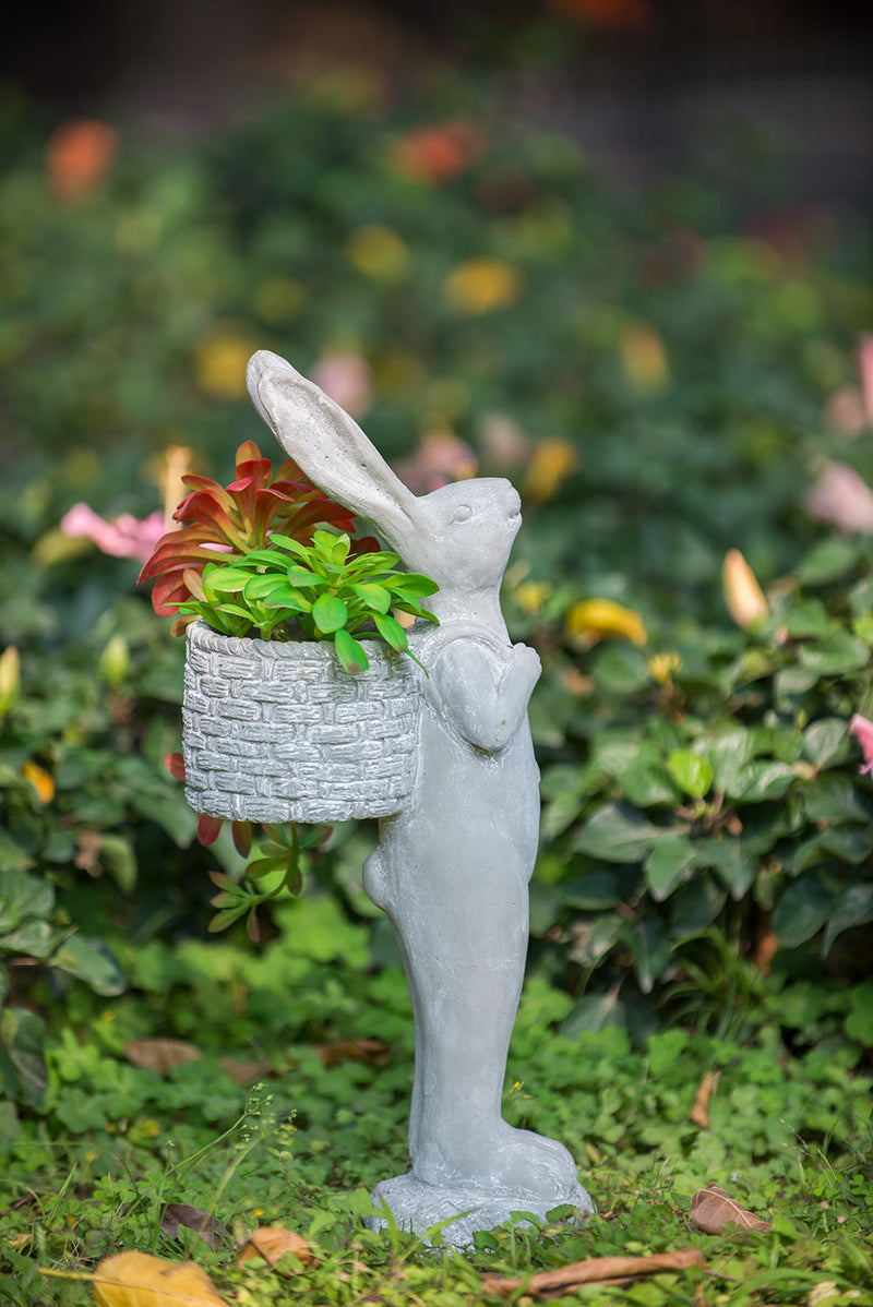 8.5x5.5x19.5" Tall Cement Rabbit Planter, photo 2 of 10