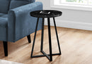 Accent Table Side Round Marble Look Contemporary & Modern - Black by HouseOfZazla
