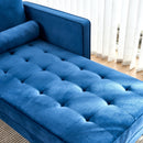 64" Velvet Chaise, Mid-Century Modern Chaise Furniture, Sleeper for Living Room, Apartment, Tool-Free Assembly. (Blue)